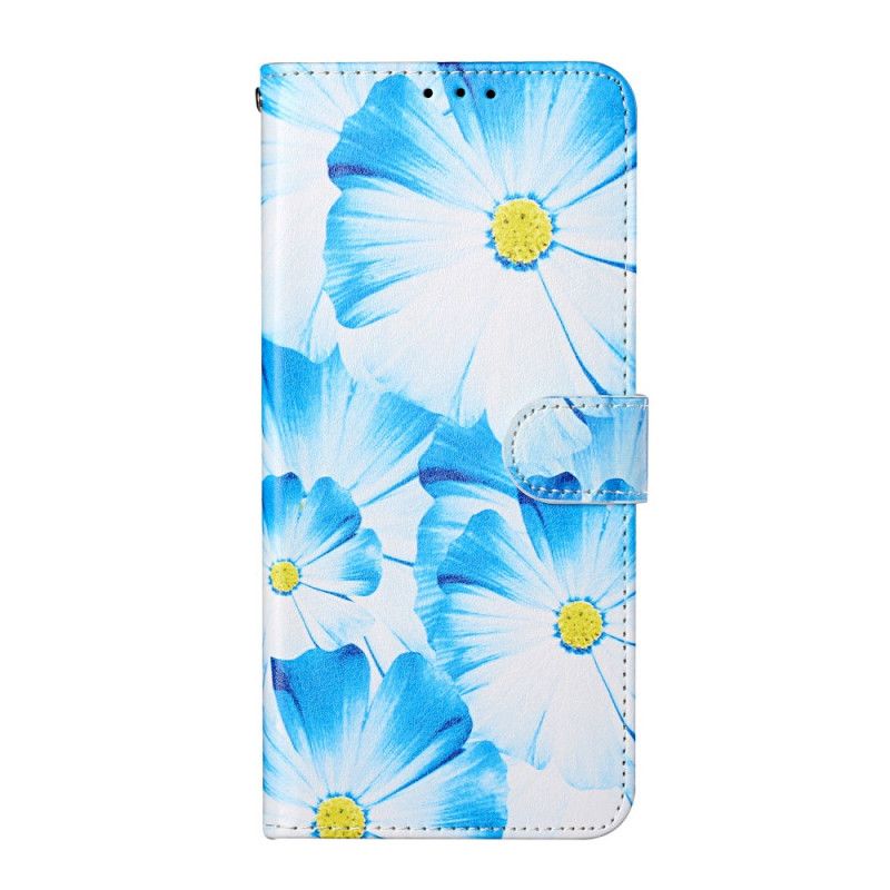 Flip Cover Læder for Samsung Galaxy S21 Ultra 5G Sort Vilde Blomster