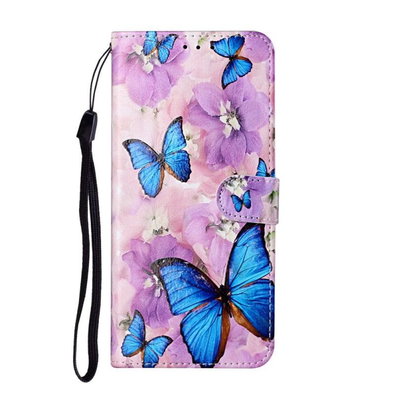 Flip Cover Læder Samsung Galaxy S21 Ultra 5G Blomster Sommerfugle Beskyttelse