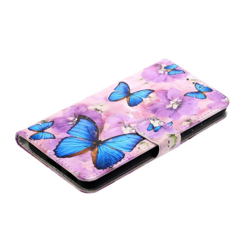 Flip Cover Læder Samsung Galaxy S21 Ultra 5G Blomster Sommerfugle Beskyttelse