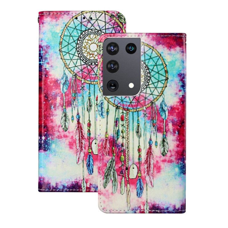 Flip Cover Læder Samsung Galaxy S21 Ultra 5G Dream Catcher-Stilen