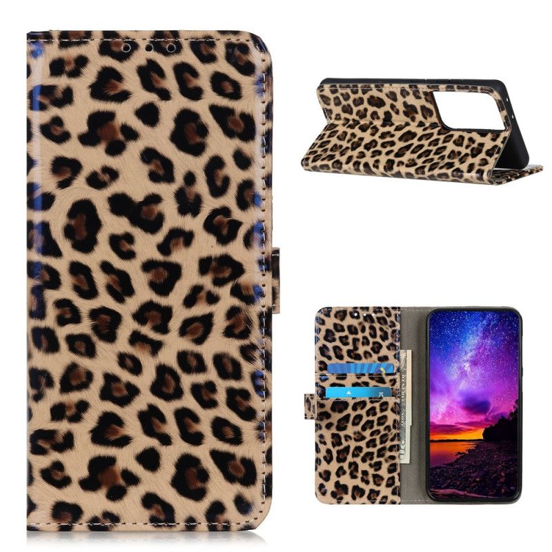 Flip Cover Læder Samsung Galaxy S21 Ultra 5G Enkel Leopard