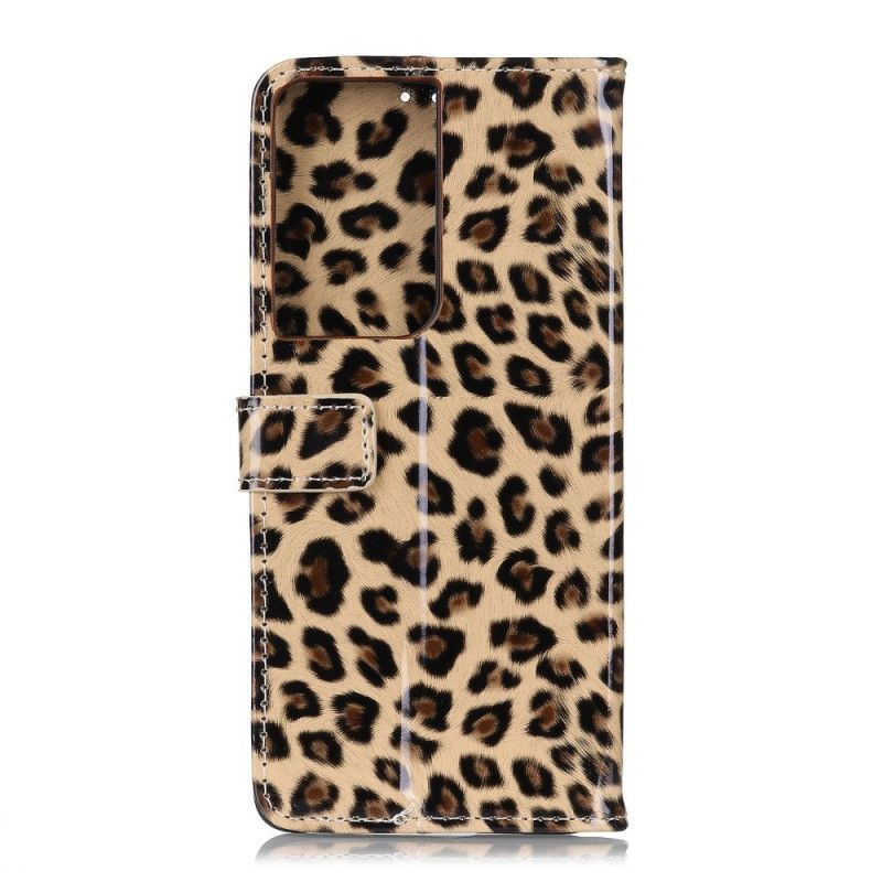 Flip Cover Læder Samsung Galaxy S21 Ultra 5G Enkel Leopard