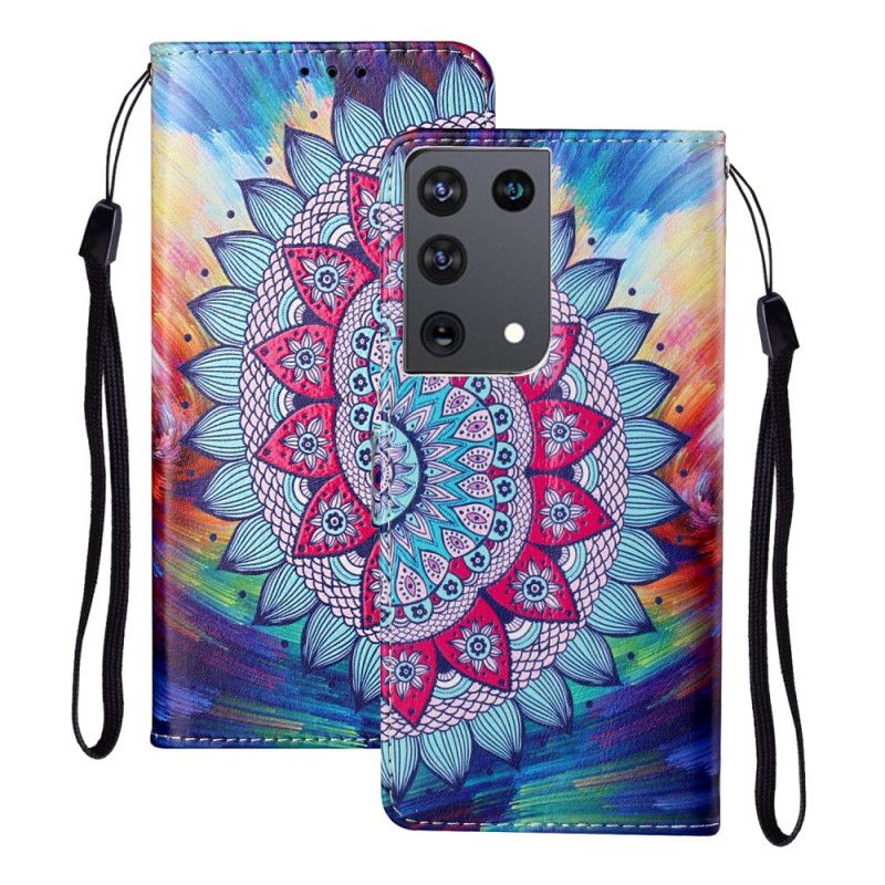 Flip Cover Læder Samsung Galaxy S21 Ultra 5G Konge Mandala Beskyttelse