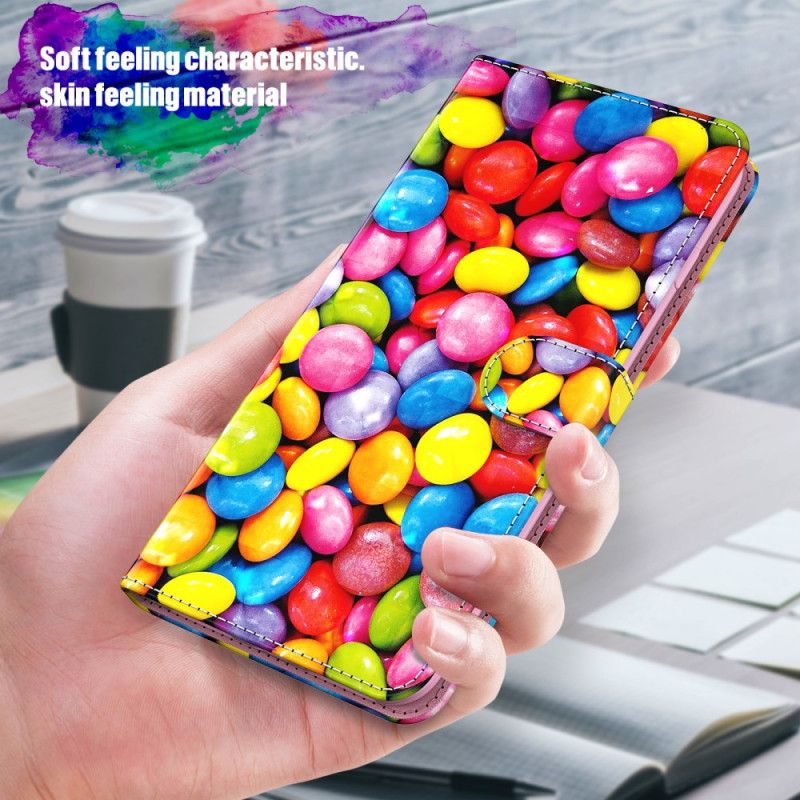 Flip Cover Læder Samsung Galaxy S21 Ultra 5G Let Spot Candy Med Rem Beskyttelse