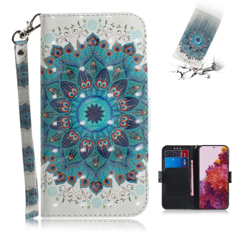 Flip Cover Læder Samsung Galaxy S21 Ultra 5G Mesterlig Mandala Med Rem