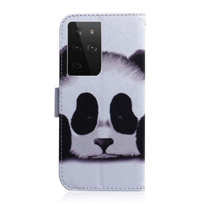 Flip Cover Læder Samsung Galaxy S21 Ultra 5G Panda Ansigt Beskyttelse