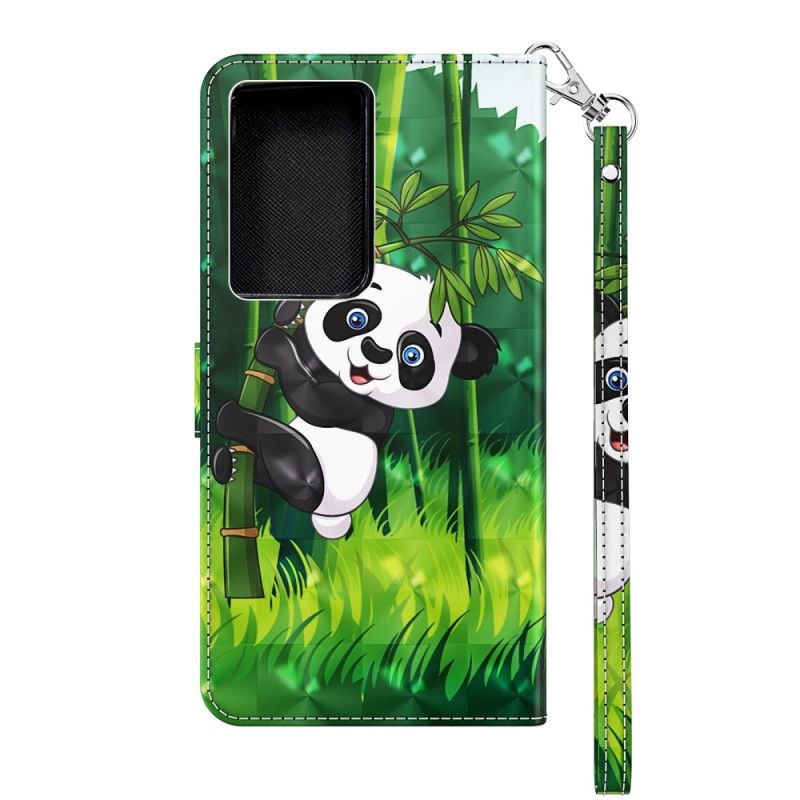 Flip Cover Læder Samsung Galaxy S21 Ultra 5G Panda Og Bambus