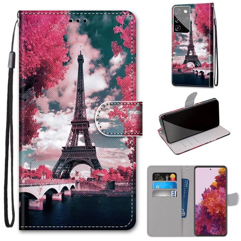 Flip Cover Læder Samsung Galaxy S21 Ultra 5G Paris I Blomst Original