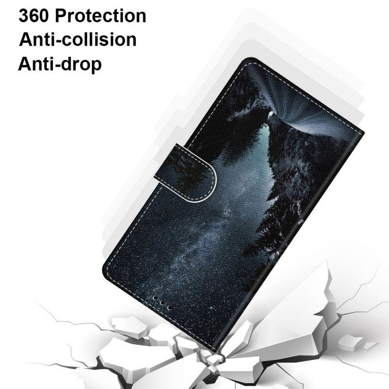 Flip Cover Læder Samsung Galaxy S21 Ultra 5G Sort Mystisk Natur