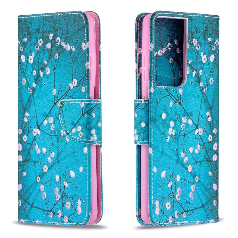 Flip Cover Samsung Galaxy S21 Ultra 5G Mobilcover Blomstrende Træ