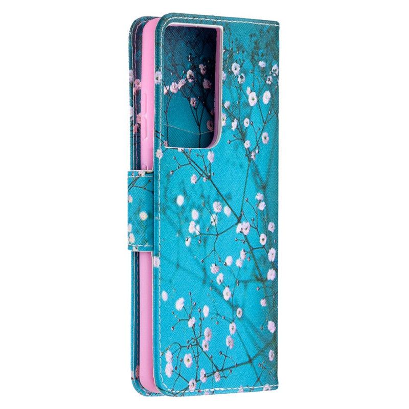 Flip Cover Samsung Galaxy S21 Ultra 5G Mobilcover Blomstrende Træ