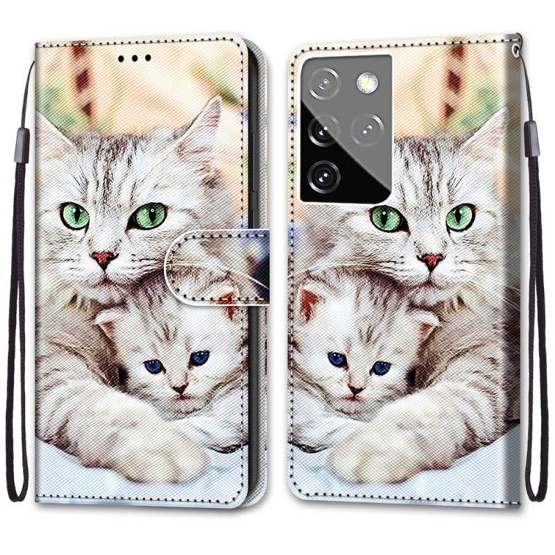 Flip Cover Samsung Galaxy S21 Ultra 5G Mobilcover Familie Af Katte