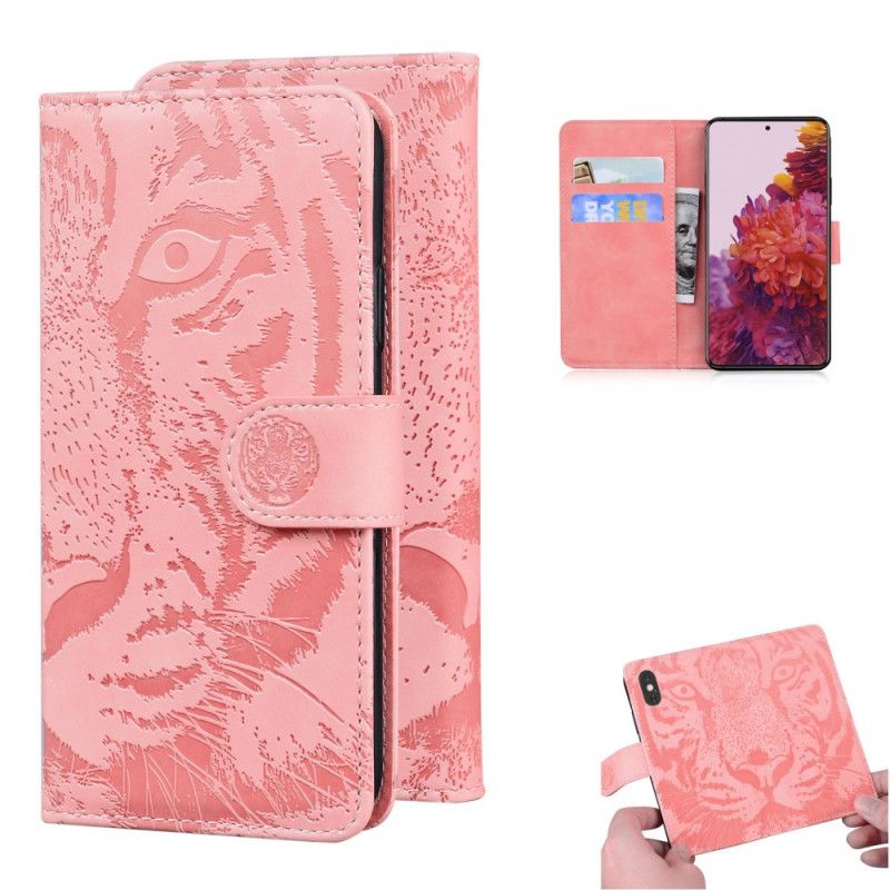 Flip Cover Samsung Galaxy S21 Ultra 5G Sort Tiger Ansigtsprint