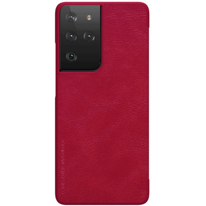 Læder Cover for Samsung Galaxy S21 Ultra 5G Sort Nillkin Qin-Serie