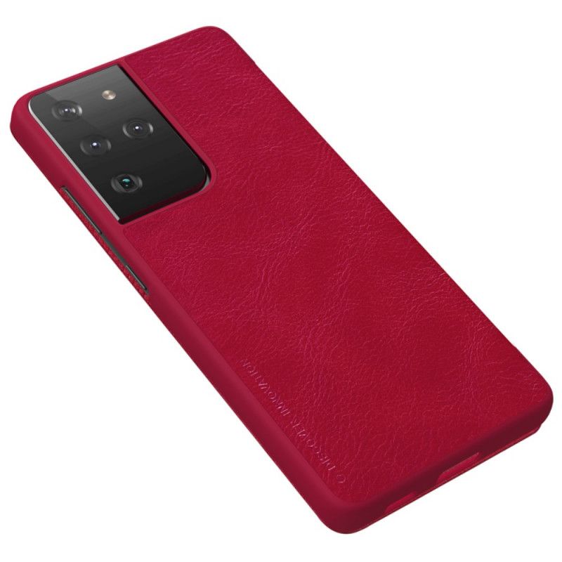 Læder Cover for Samsung Galaxy S21 Ultra 5G Sort Nillkin Qin-Serie