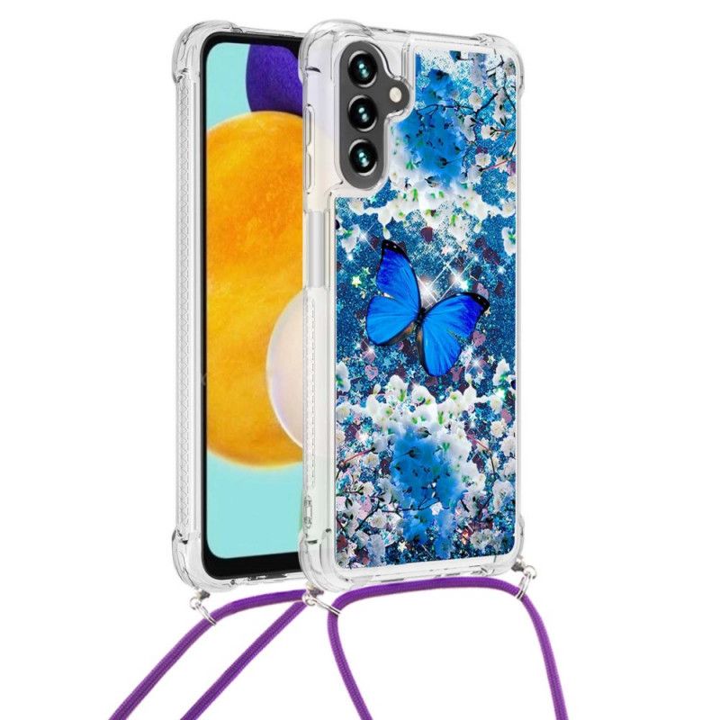 Cover Samsung Galaxy A13 5g Butterfly Pailletter Snøre