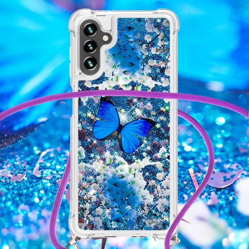 Cover Samsung Galaxy A13 5g Butterfly Pailletter Snøre