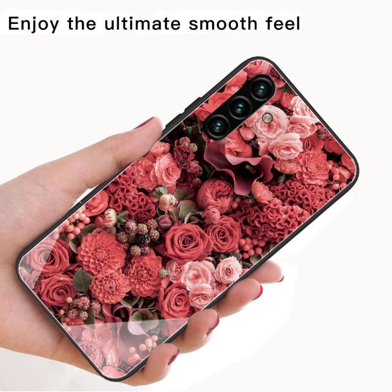 Cover Samsung Galaxy A13 5g Lyserøde Blomster Af Hærdet Glas