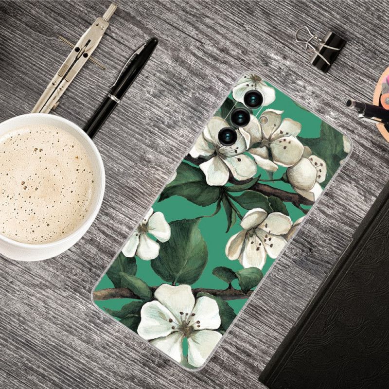 Cover Samsung Galaxy A13 5g Malede Hvide Blomster