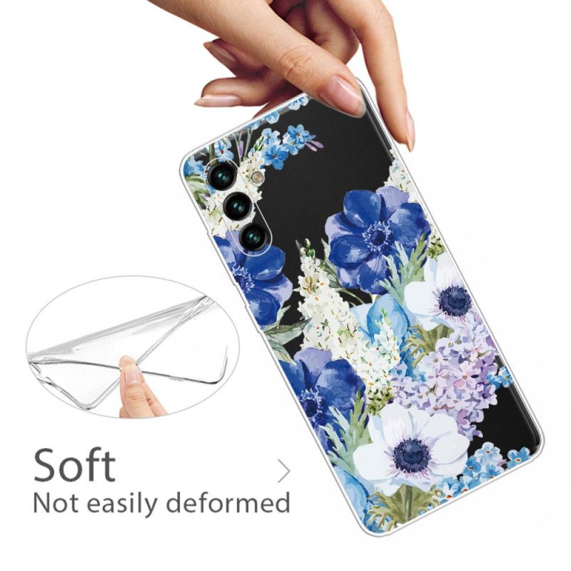 Cover Til Samsung Galaxy A13 5g Blå Blomster Akvarel