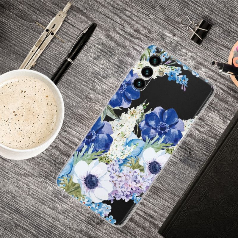 Cover Til Samsung Galaxy A13 5g Blå Blomster Akvarel