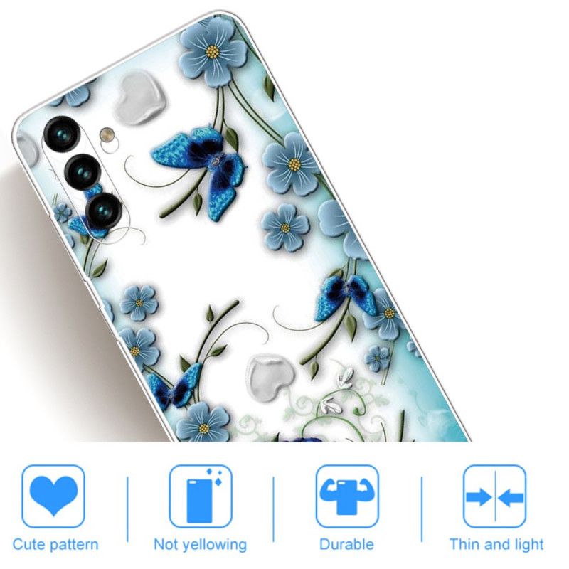 Cover Til Samsung Galaxy A13 5g Retro Sommerfugle Og Blomster