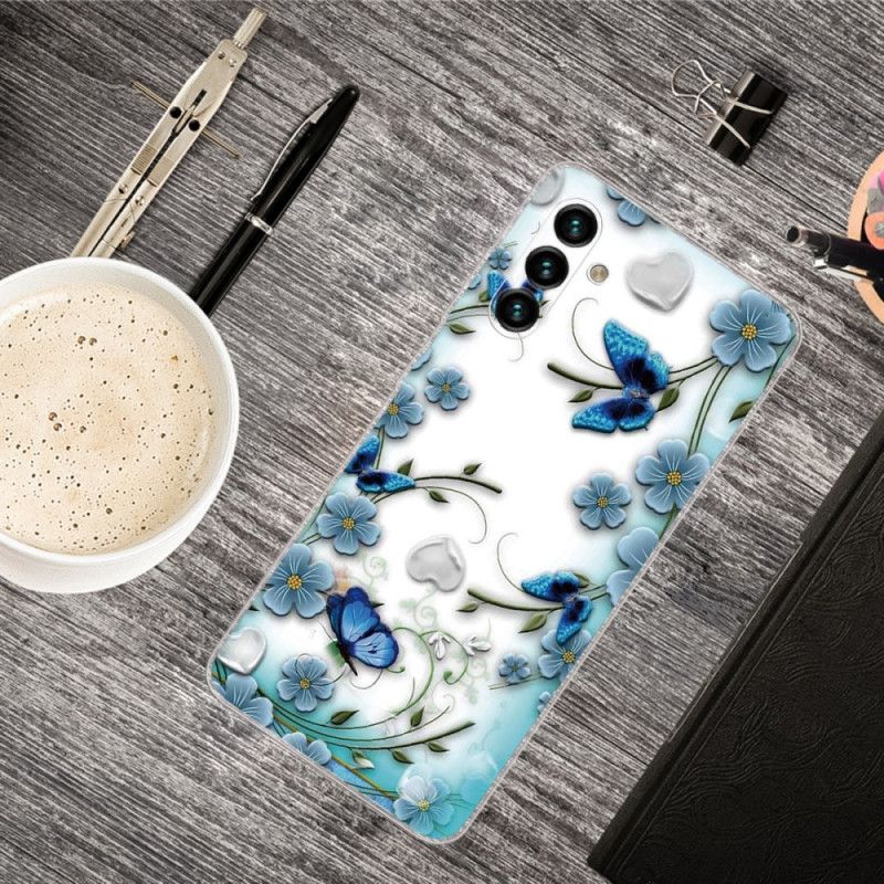 Cover Til Samsung Galaxy A13 5g Retro Sommerfugle Og Blomster