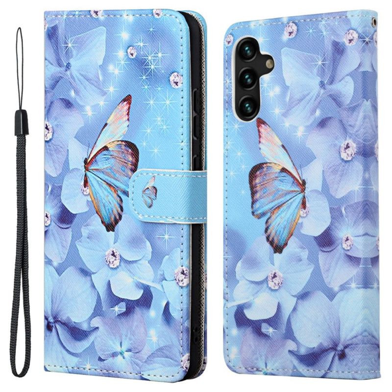 Flip Cover Samsung Galaxy A13 5g Diamond Strappy Sommerfugle