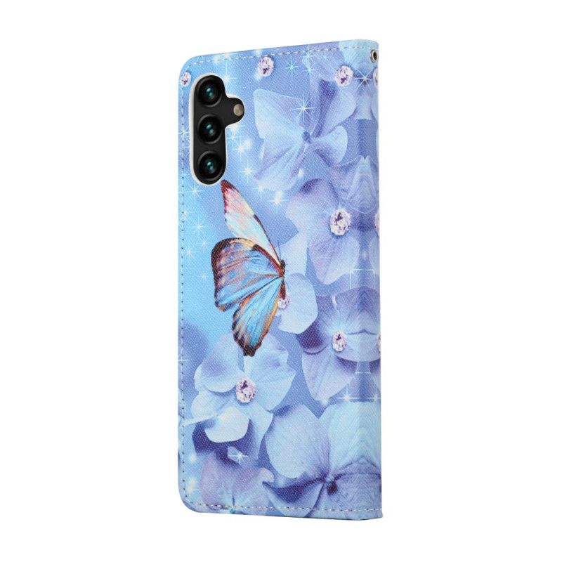 Flip Cover Samsung Galaxy A13 5g Diamond Strappy Sommerfugle