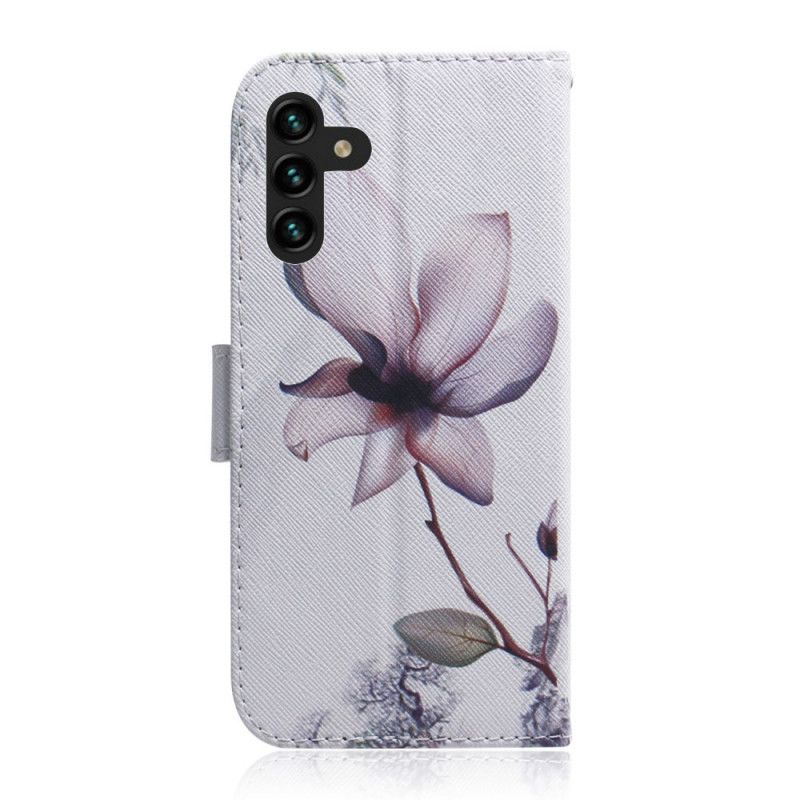 Flip Cover Samsung Galaxy A13 5g Gammel Lyserød Blomst