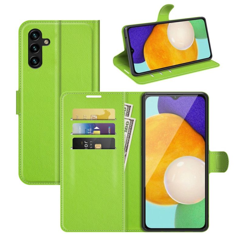 Flip Cover Samsung Galaxy A13 5g Klassisk Litchi-lædereffekt