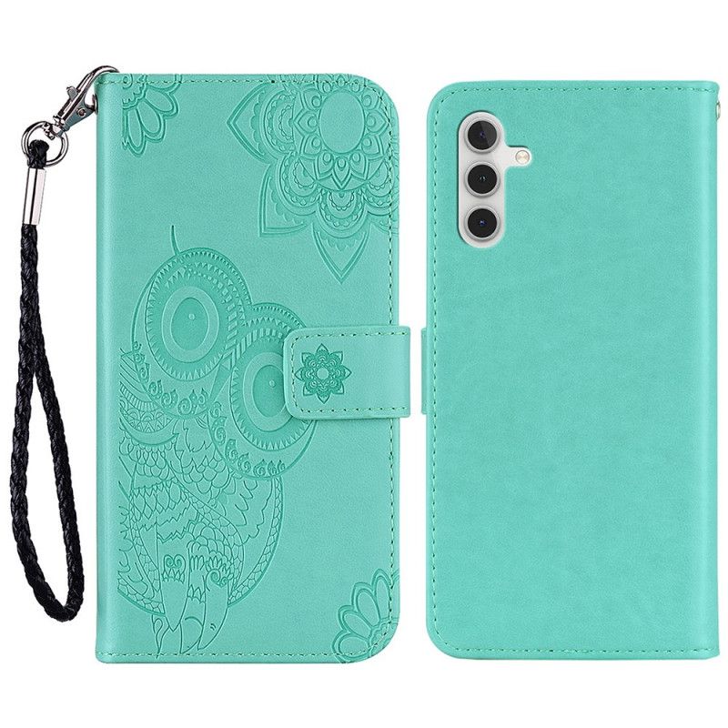 Flip Cover Samsung Galaxy A13 5g Owl Mandala And Lanyard