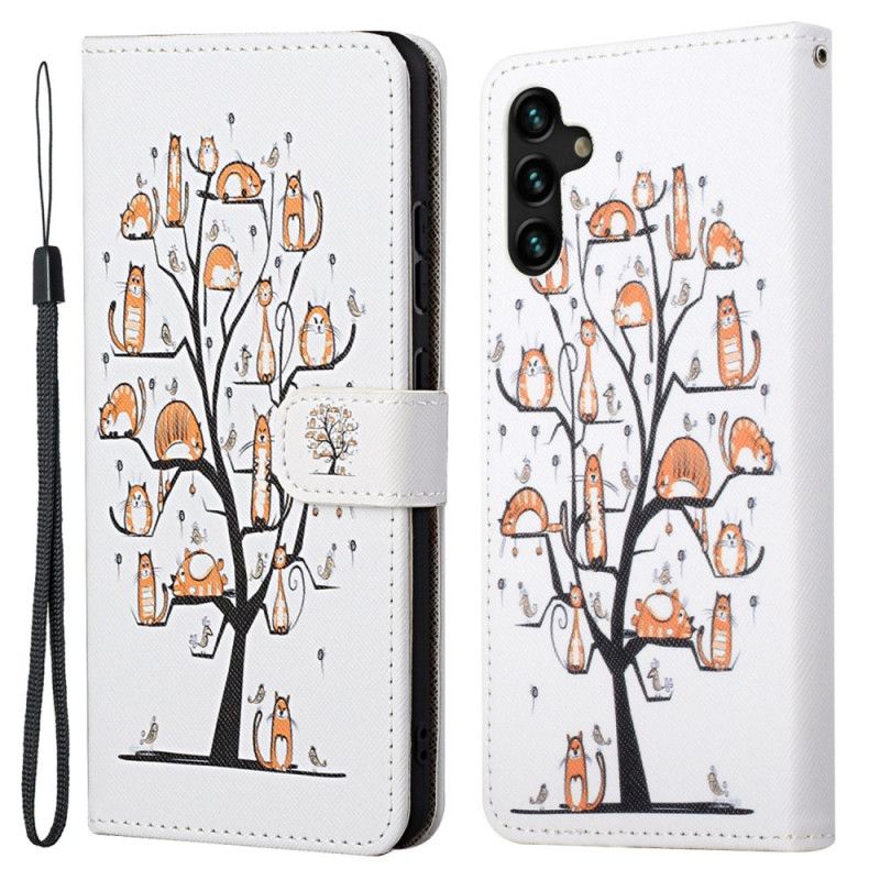 Flip Cover Til Samsung Galaxy A13 5g Funky Cats Strappy