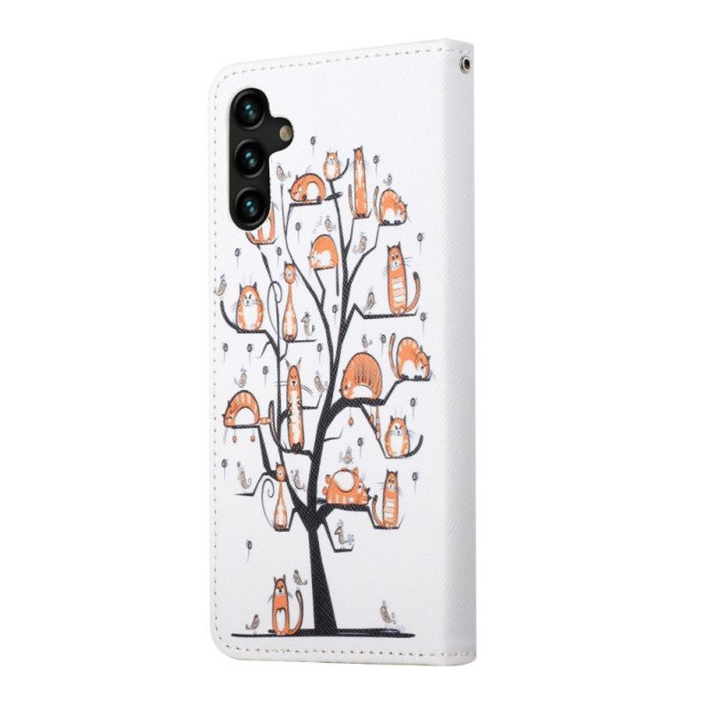 Flip Cover Til Samsung Galaxy A13 5g Funky Cats Strappy