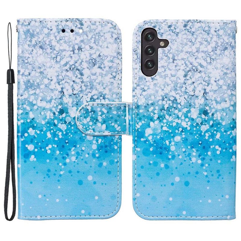 Flip Cover Til Samsung Galaxy A13 5g Gradient Blå Pailletter