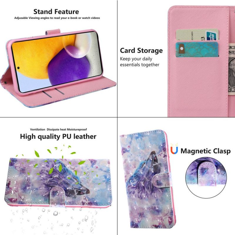 Flip Cover Til Samsung Galaxy A13 5g Wolf Watercolor