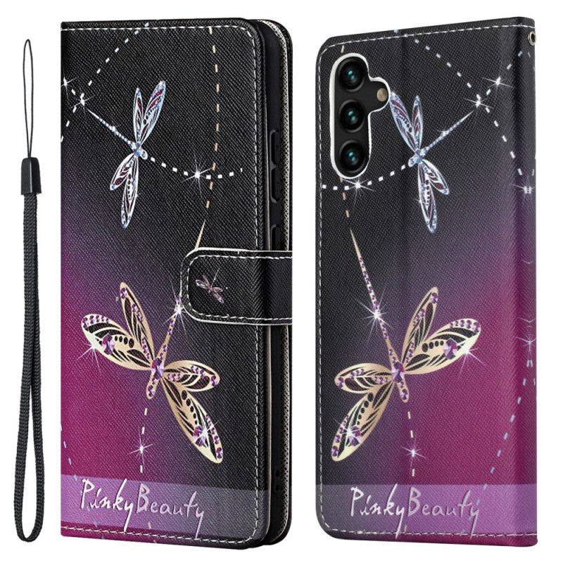 Læder Cover Samsung Galaxy A13 5g Strappy Dragonflies