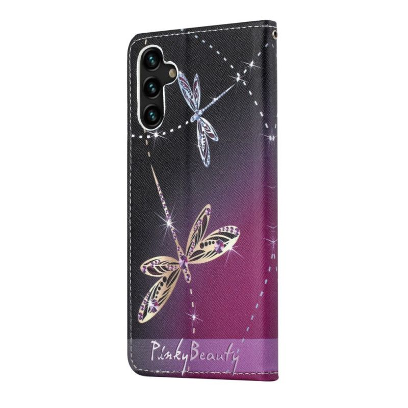 Læder Cover Samsung Galaxy A13 5g Strappy Dragonflies