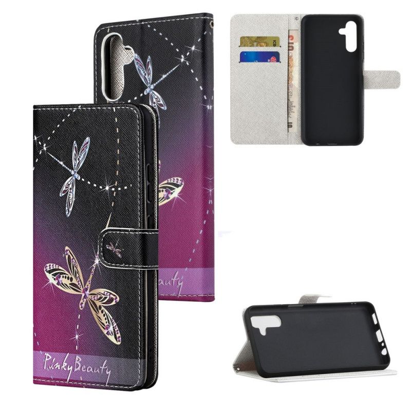 Læder Cover Samsung Galaxy A13 5g Strappy Dragonflies