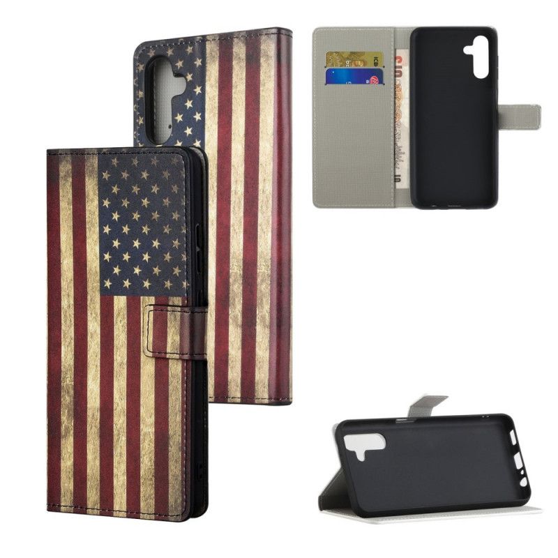 Læder Cover Samsung Galaxy A13 5g Telefon Etui Amerikansk Flag