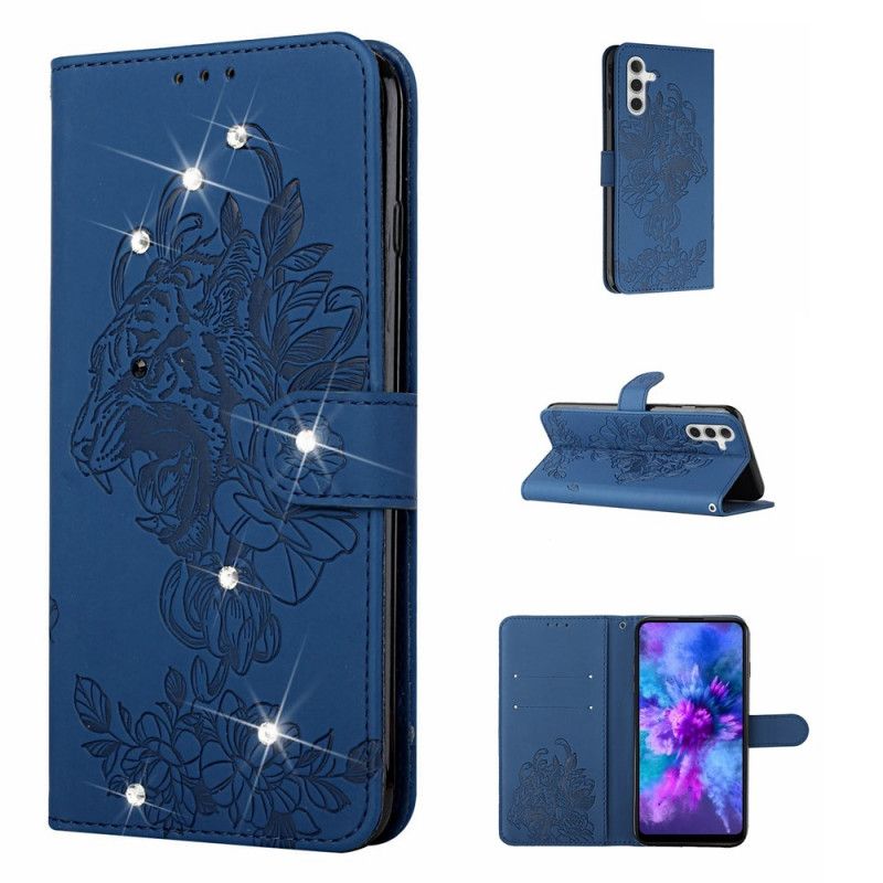 Læder Cover Samsung Galaxy A13 5g Telefon Etui Barok Tiger Og Diamanter