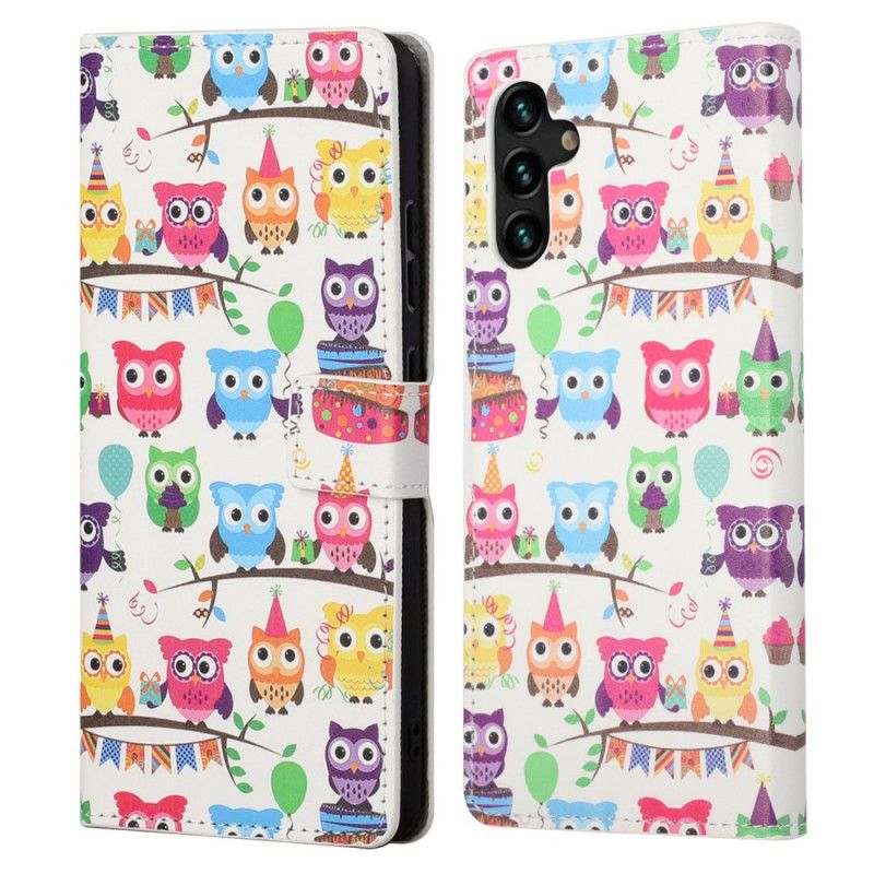 Læder Cover Samsung Galaxy A13 5g Telefon Etui Flere Ugler