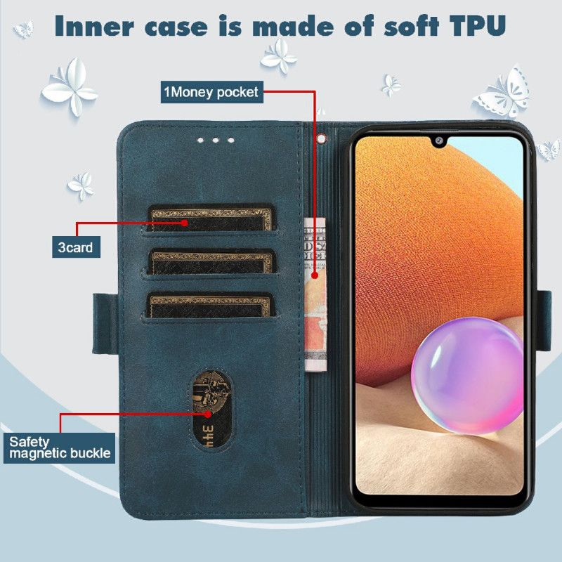 Læder Cover Samsung Galaxy A13 5g Telefon Etui Kat Og Sommerfugle