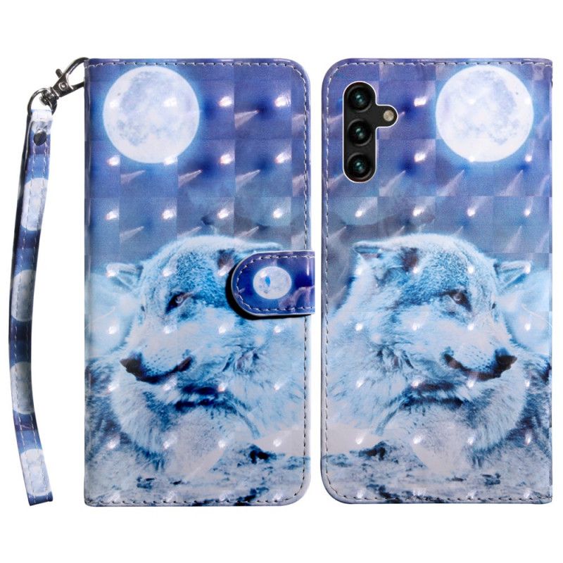 Læder Cover Samsung Galaxy A13 5g Telefon Etui Moonlight Wolf