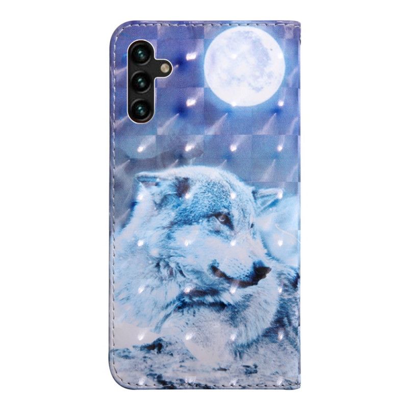 Læder Cover Samsung Galaxy A13 5g Telefon Etui Moonlight Wolf