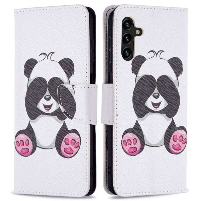 Læder Cover Samsung Galaxy A13 5g Telefon Etui Panda Sjov