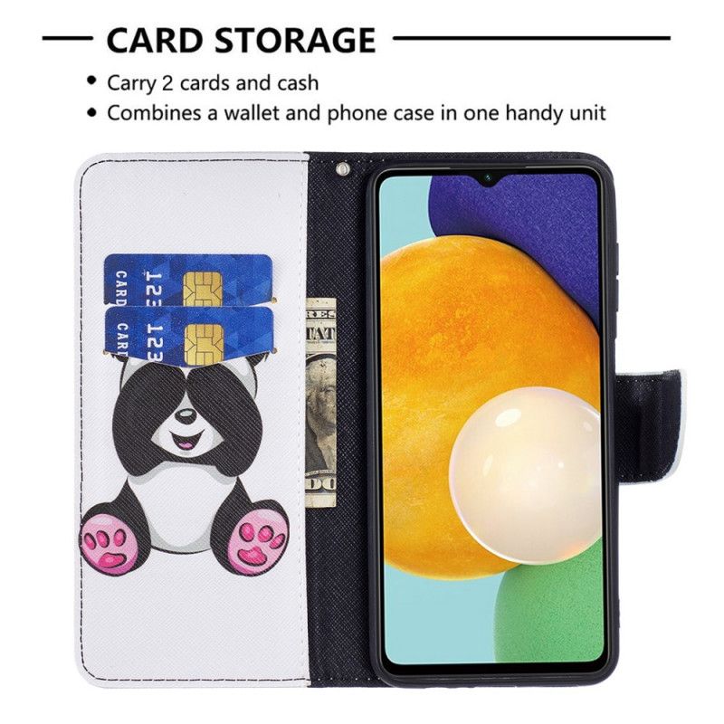 Læder Cover Samsung Galaxy A13 5g Telefon Etui Panda Sjov