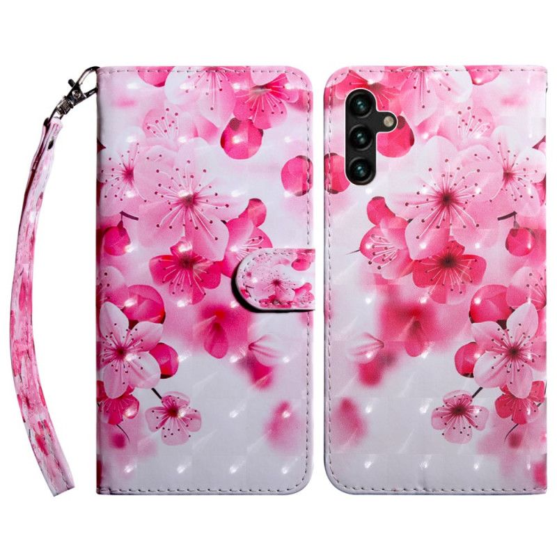 Læder Cover Samsung Galaxy A13 5g Telefon Etui Pink Blomster