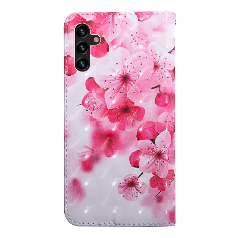 Læder Cover Samsung Galaxy A13 5g Telefon Etui Pink Blomster