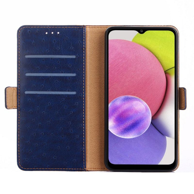 Læder Cover Samsung Galaxy A13 5g Telefon Etui Tofarvet Struds Hudtekstur